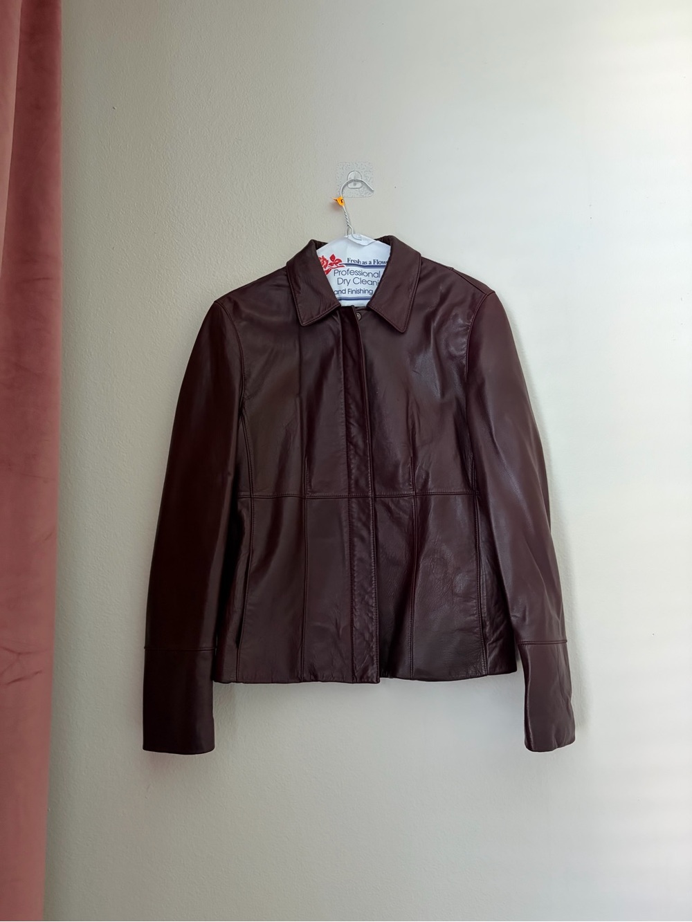 ANN TAYLOR Women's Burgundy Leather Jacket - M